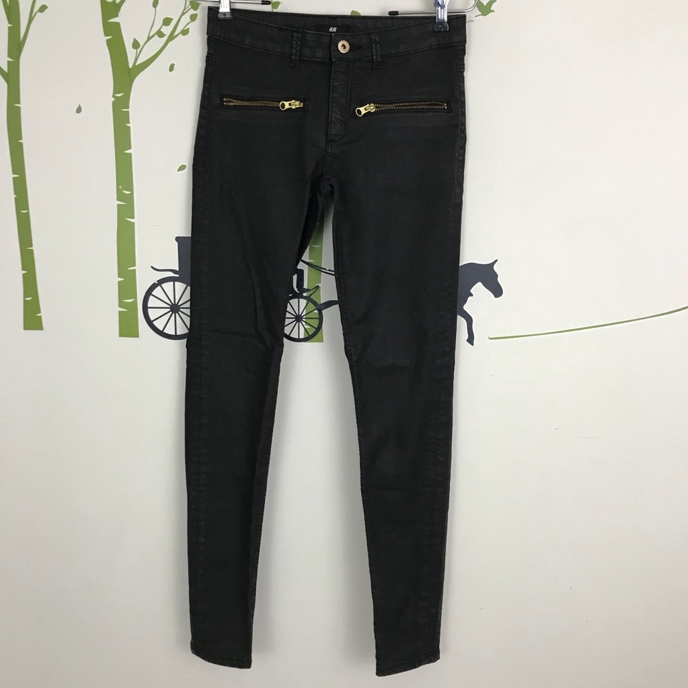 H&M Black Skinny Zipper Jeans